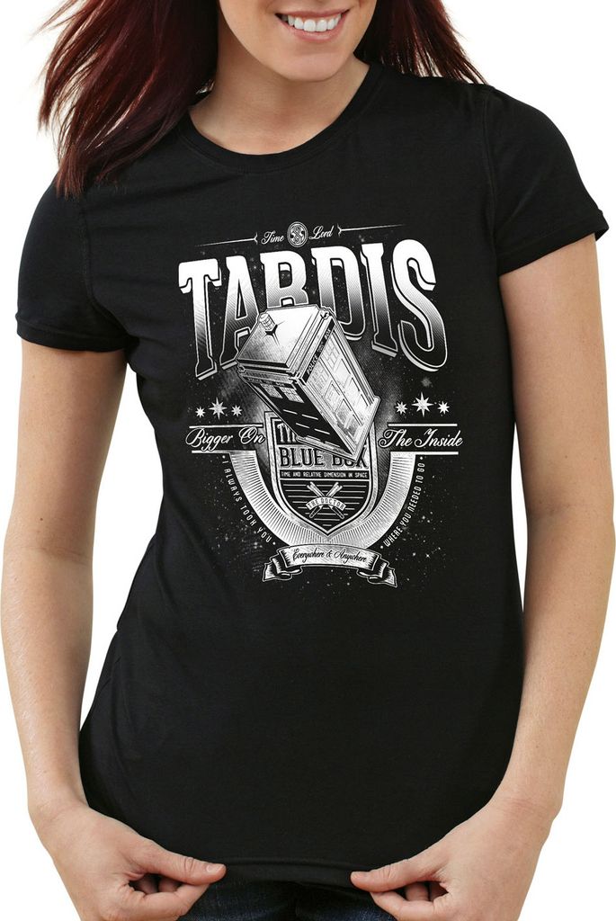 style3 Travel in Time and Space T-Shirt Damen zeitreise serie polizei notrufzelle, Größe:2XL