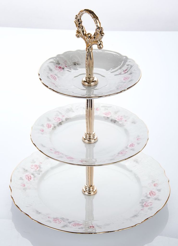 Thun 1794 Etažérka, český porcelán, Bernadotte, růže, zlatý Obrázek produktu 