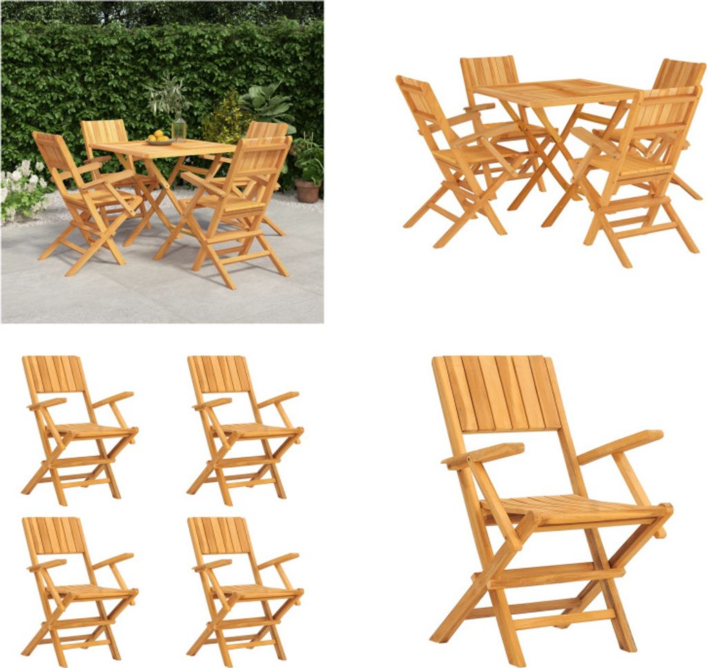 vidaXL 5 tlg. Garten Essgruppe Massivholz Teak - Garten Essgruppe - Garten Essgruppen - Essgruppe - Outdoor Essgruppe