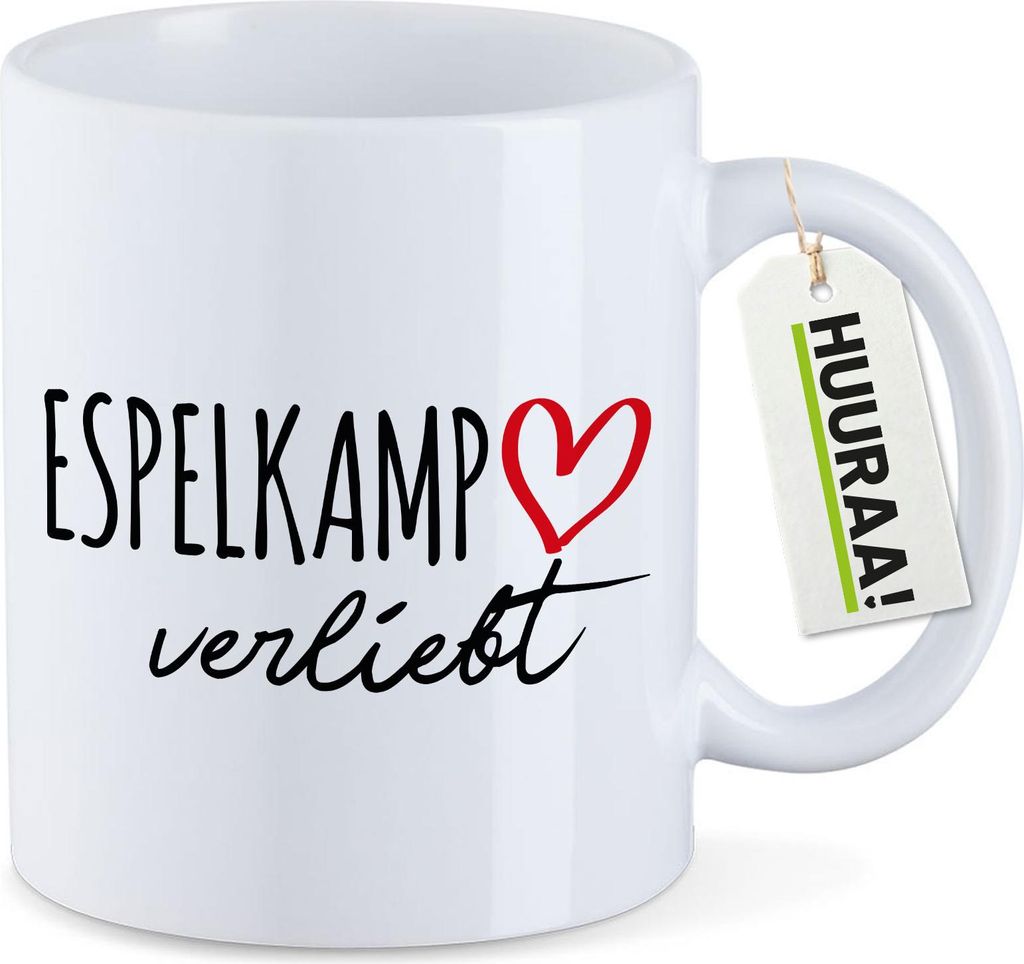 Huuraa Kaffeetasse Espelkamp verliebt 330ml Weiß Keramik Kaffeebecher Geschenkidee