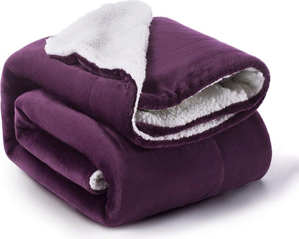 Kuscheldecke Flauschige Fleecedecke Lila - Warme Klein Sherpa Decke Sofadecke Couchdecke, Dicke Wohndecke Lila Weich als Wohnzimmer Sofaüberwurf C...