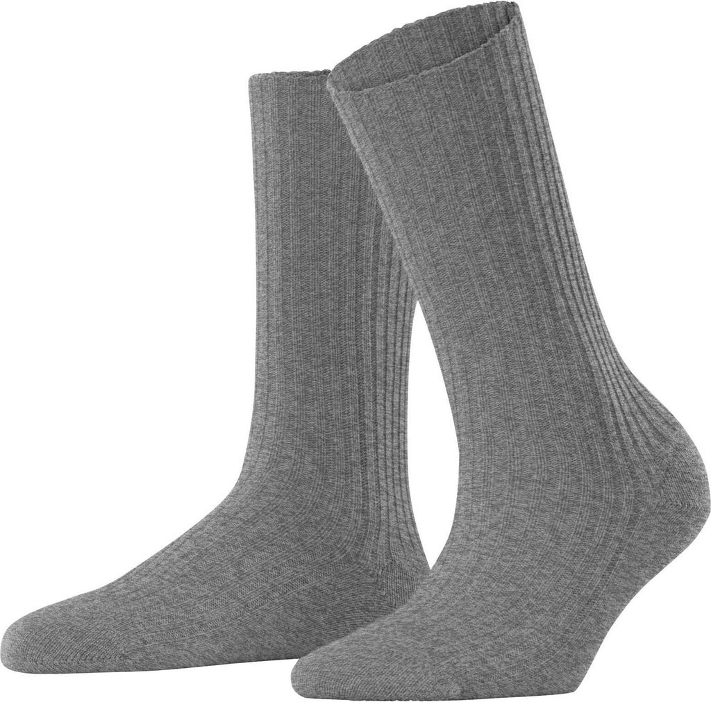 FALKE Damen Socken - Cosy Wool Boot, Kurzsocken, einfarbig, lang Hellgrau 35-38