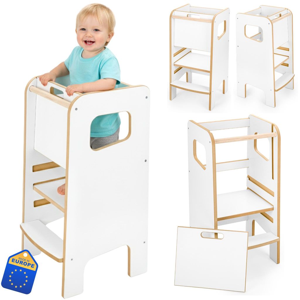 Montessori Küchenhelfer für Kinder – geschlossener Lernturm mit Handgriff-Schieber, sicherer Tritthocker, ab einem Alter von 1 Jahr, Sehr robus...