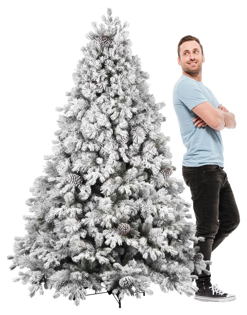 Luna - Weihnachtsbaum mit Schnee und Tannenzapfen aus PE PVC PP ø142x210H cm, 2155 Zweige