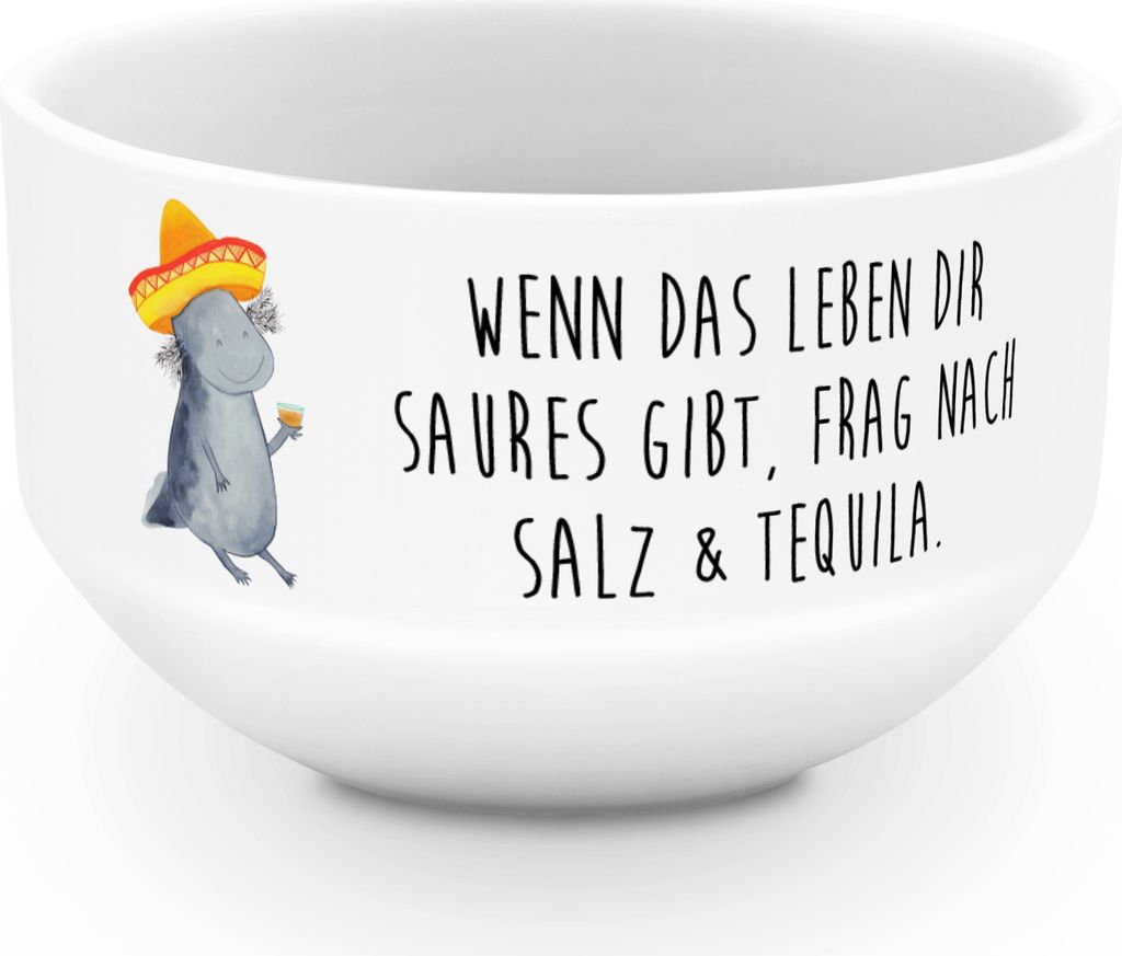 Mr. & Mrs. Panda Schüssel Axolotl Tequila - Weiß - Geschenk, schale, reisschale, dessertschale, Feuerdrache, Urlaub, Party, Mexiko, Zitrone, Obst...