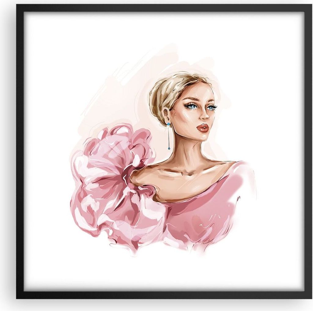 Gerahmtes Poster - Schwarzer Rahmen - Frau Künstlerin Mode - 50x50 cm - Wand Bild - Wanddeko - Wandbilder - Kunstposter - Wandposter - Bilderrahme...