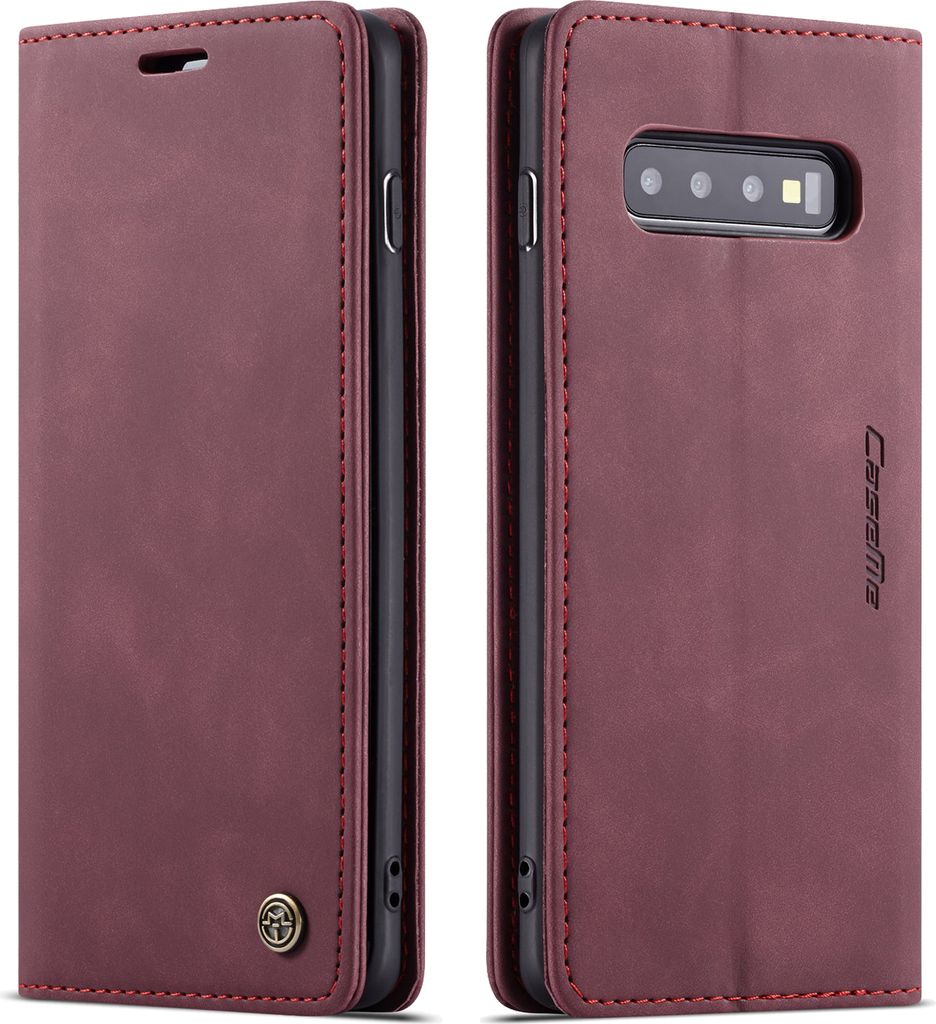 Galaxy S10 Hülle, LaimTop Retro Kunstledertasche TPU Innere, Kartenfächer, Magnetverschluss, Klapphülle mit Standfunktion Schutzhülle für Sams...