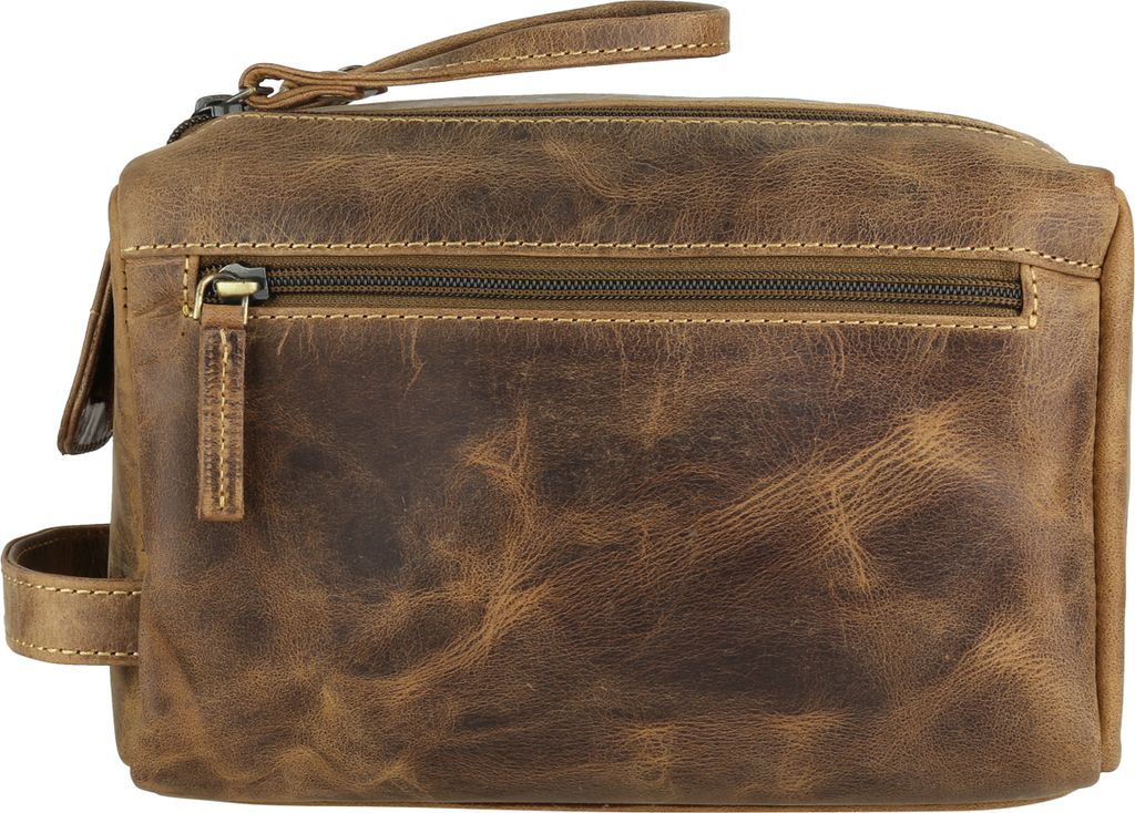 Greenburry Kulturtasche Kulturbeutel Leder Waschtasche braun Vintage 1737-25