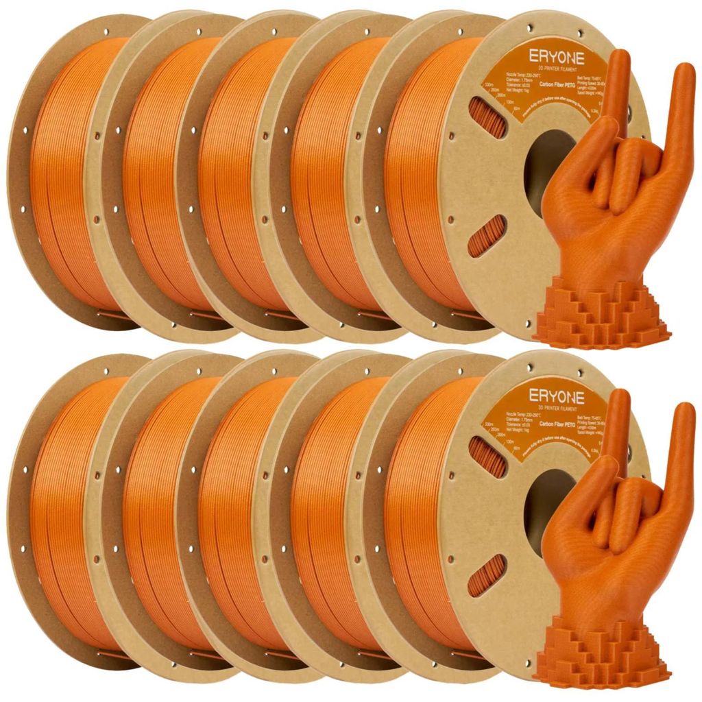 PETG Carbonfaser Filament - FDM 3D-Drucker Filament 1,75 mm - Toleranz ±0,03 mm - 15% Carbonfaser - Hohe Festigkeit zäh - 10 kg Spule - Orange
