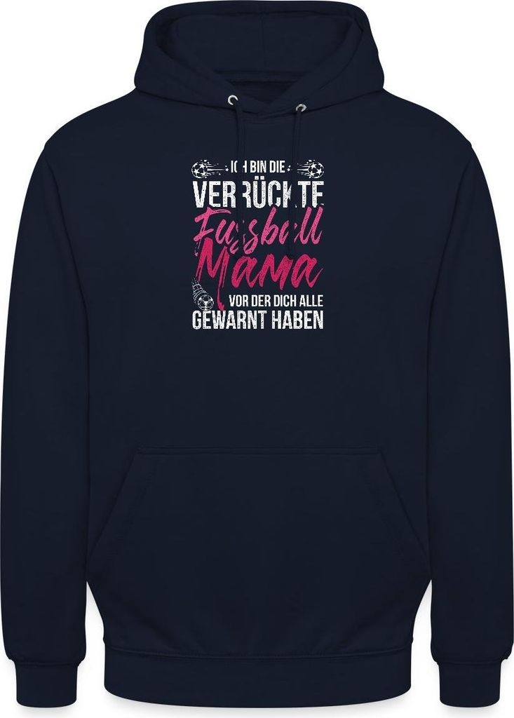Spreadshirt Achtung Verrückte Fußballmama Lustiger Fußballspruch Uni Hoodie, 4XL, Navy