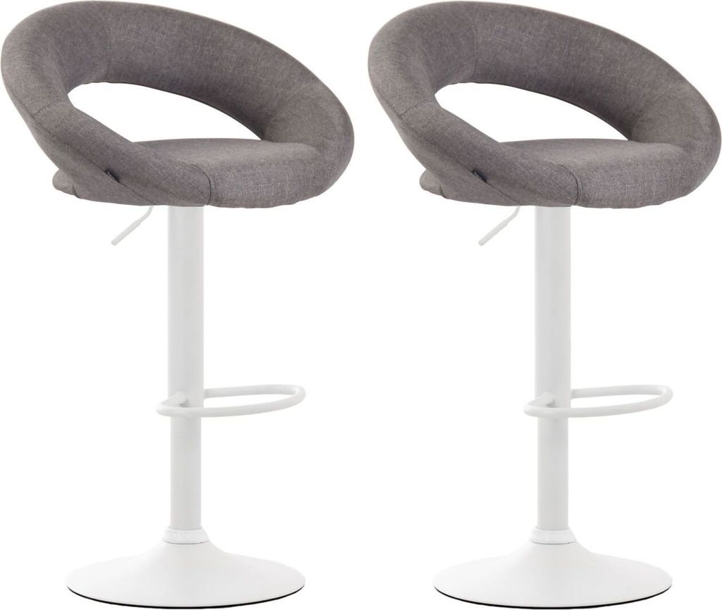 2er Set Barhocker Olinda Stoff weiß  grau Produktbild 