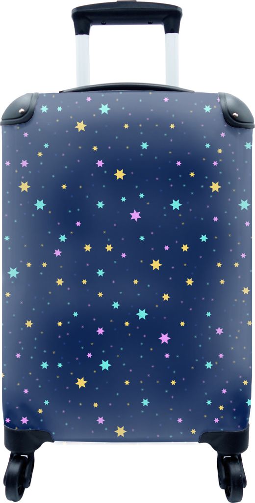MuchoWow MuchoWow Koffer Handgepäck Trolley Rollkoffer Kleine Reisekoffer mit 4 Rollen - Sternenhimmel - Sterne - Design - Cabin Size < 55x40x...