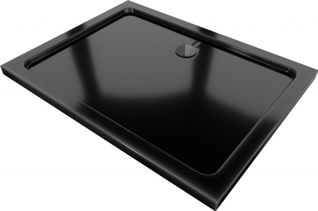 Mexen Flat rechteckige Duschwanne slim 90 x 80 cm, Schwarz, Siphon Schwarz - 40708090B