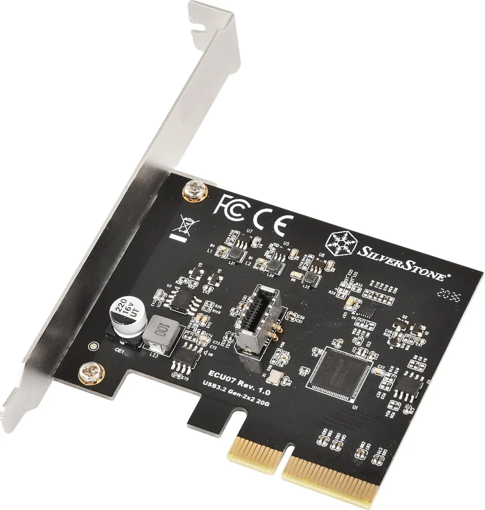 SilverStone ECU07 Carte PCIe vers USB 3.2 Gen 2x2 20Gbps Type-C Robuste