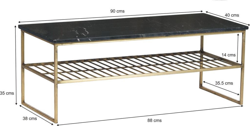 Livingfurn Dian Marble Black Gold 90cm