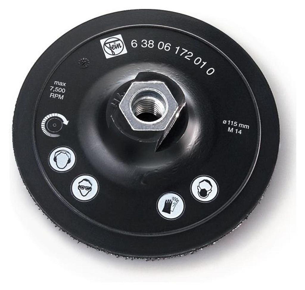FEIN Stützteller, Ø 115 mm, mit Klettenhaftteil, für Einsatz mit Schleifvlies, M 14