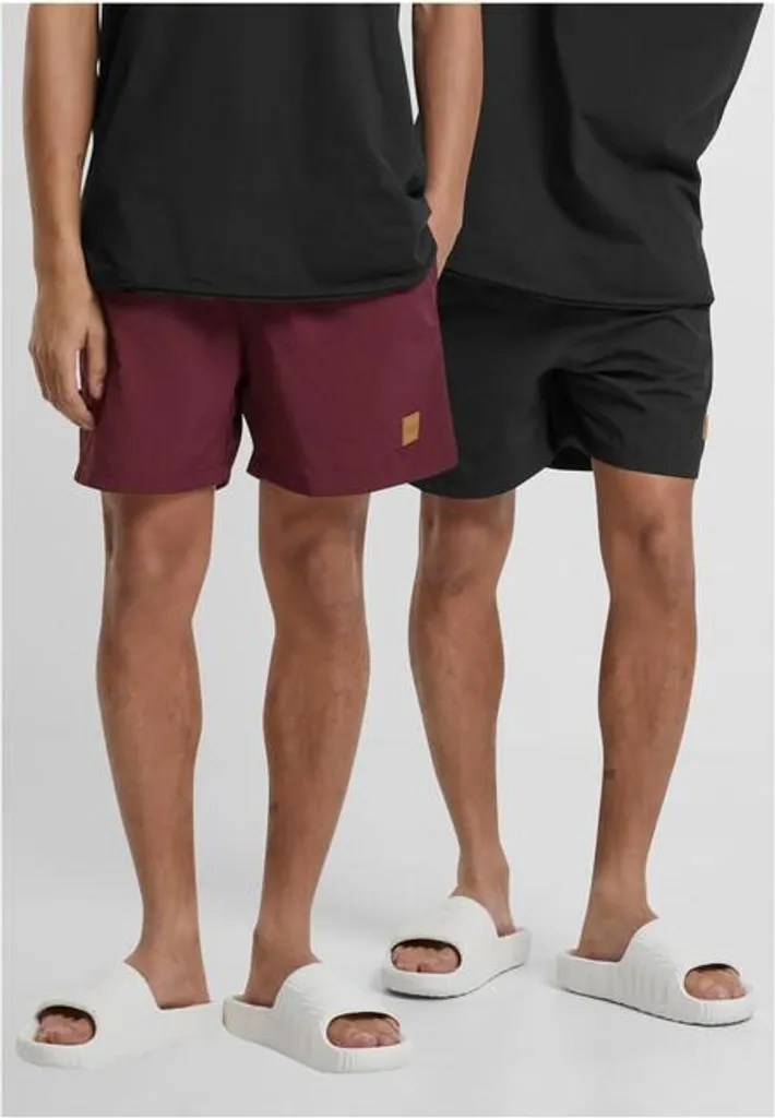 Short de bain Urban Classics Block séchage rapide Pack de 2 Noir Rouge