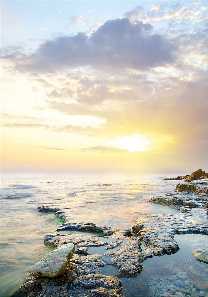 Wallario Poster - Sonnenuntergang über dem Meer, Kunstdruck Größe: 70 x 100 cm