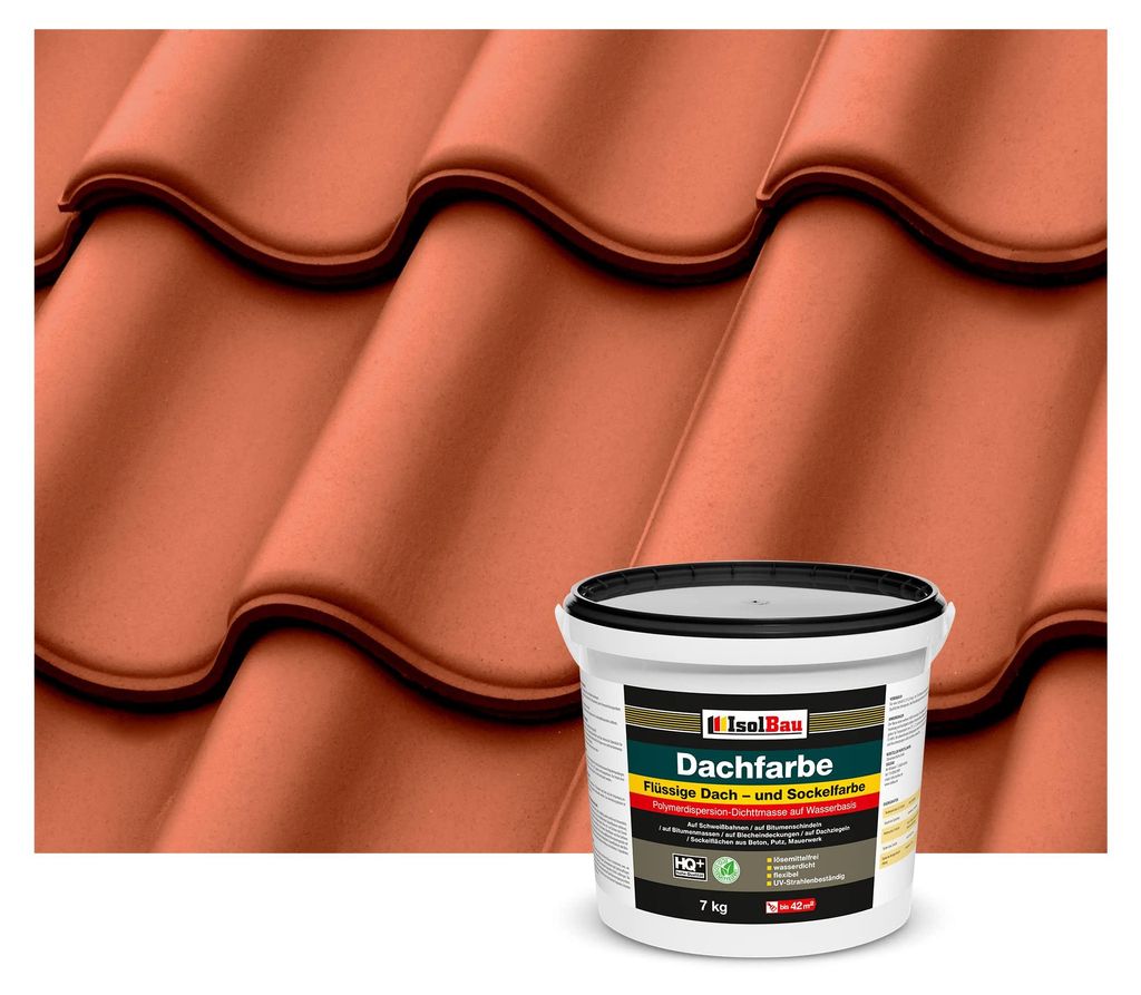Isolbau Dachfarbe Ziegelrot 7 kg Sockelfarbe Dachlack Fassadenfarbe wasserdicht