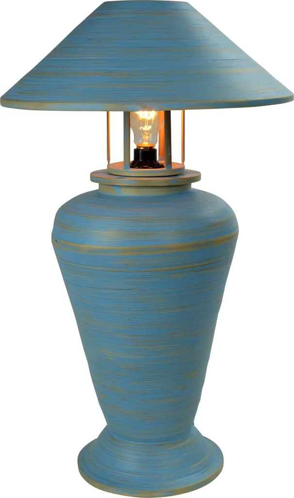 Lampe bambou spirale bleu 65cm : fini la lumière agressive au salon