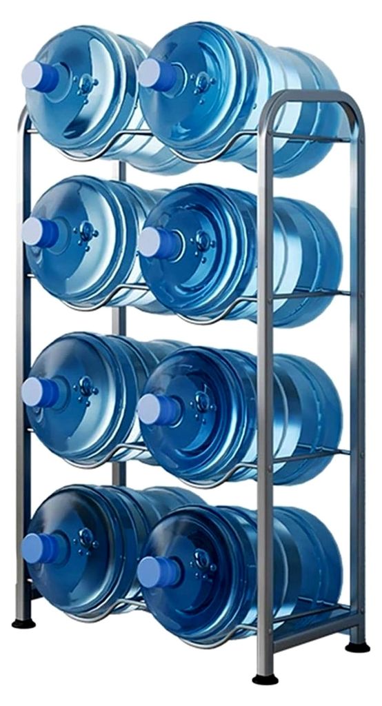 Robustes Wasserflaschenregal für 5-Gallonen-Flaschen mit 8 Fächern, platzsparende Ablage für Kühlkannen, geeignet für Zuhause, Büro und Küche