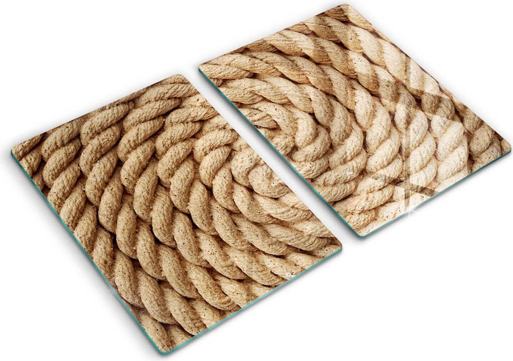 Abdeckung Glas - Küchenabdeckung - 2x40x52 cm - Abdeckplatte -Aufgewickeltes Seil