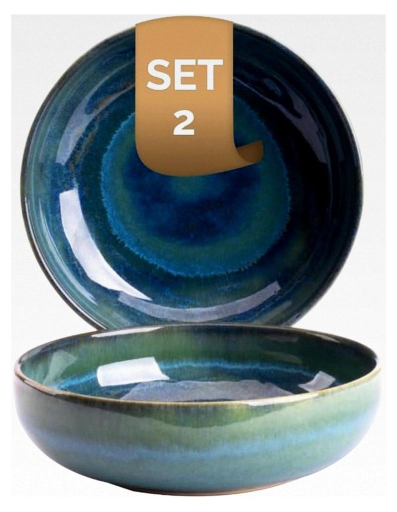 Miami Schüssel - 2er-Set aus Steinzeug - Ø 16 cm, 500 ml - Spülmaschinen-, Ofen- & Mikrowellenfest, Design Bowl-Schüssel, Müslischale, Salatsc...