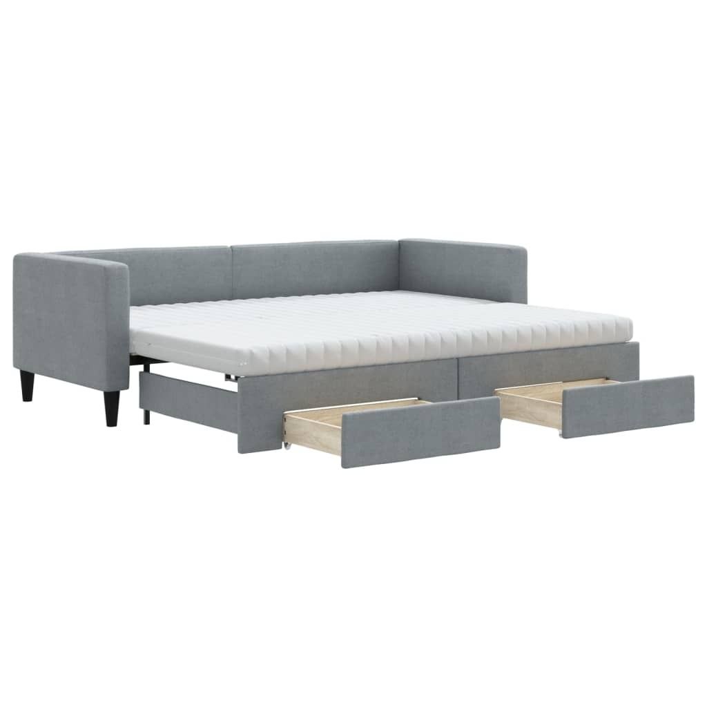 vidaXL Tagesbett Ausziehbar mit Schubladen Hellgrau 80x200 cm Stoff