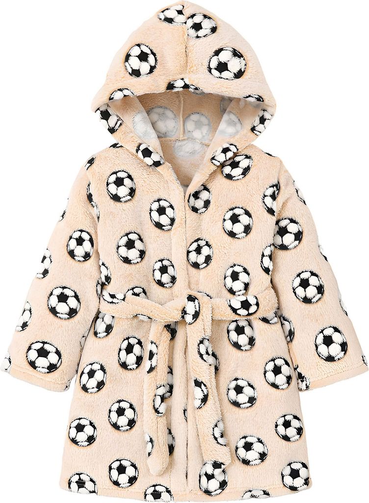 Pluizen badjas, beige, maat 134 - Voetballer Productafbeelding 