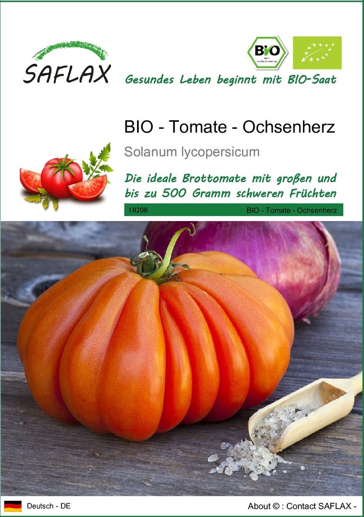 SAFLAX - BIO - Tomate - Ochsenherz - 10 Samen - Solanum Produktbild 