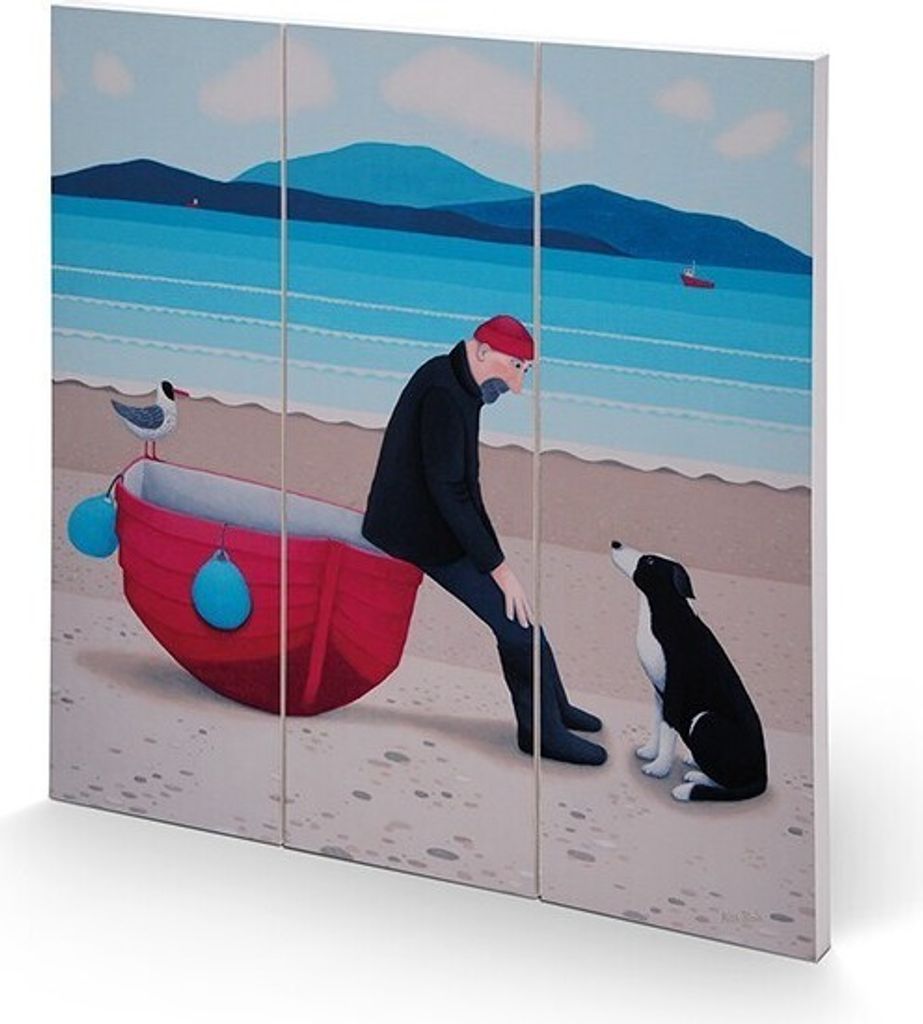 Ailsa Black - bedruckt "Pep Talk", Holz PM4158 (20 cm x 20 cm x 2,7 cm) (Blau/Rot/Schwarz)