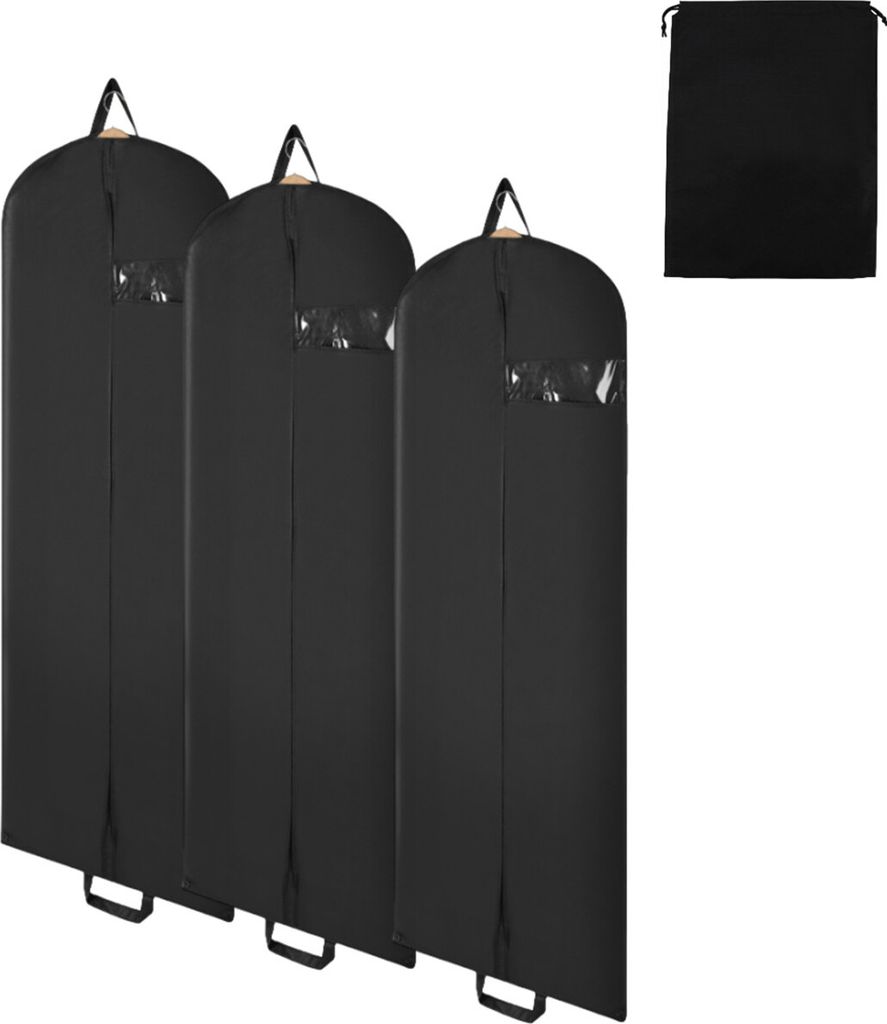 TolleTour Kleidersack 3er Set 150x60cm Schutzhülle Kleiderhülle mit einem Griff schwarz Schuhsack