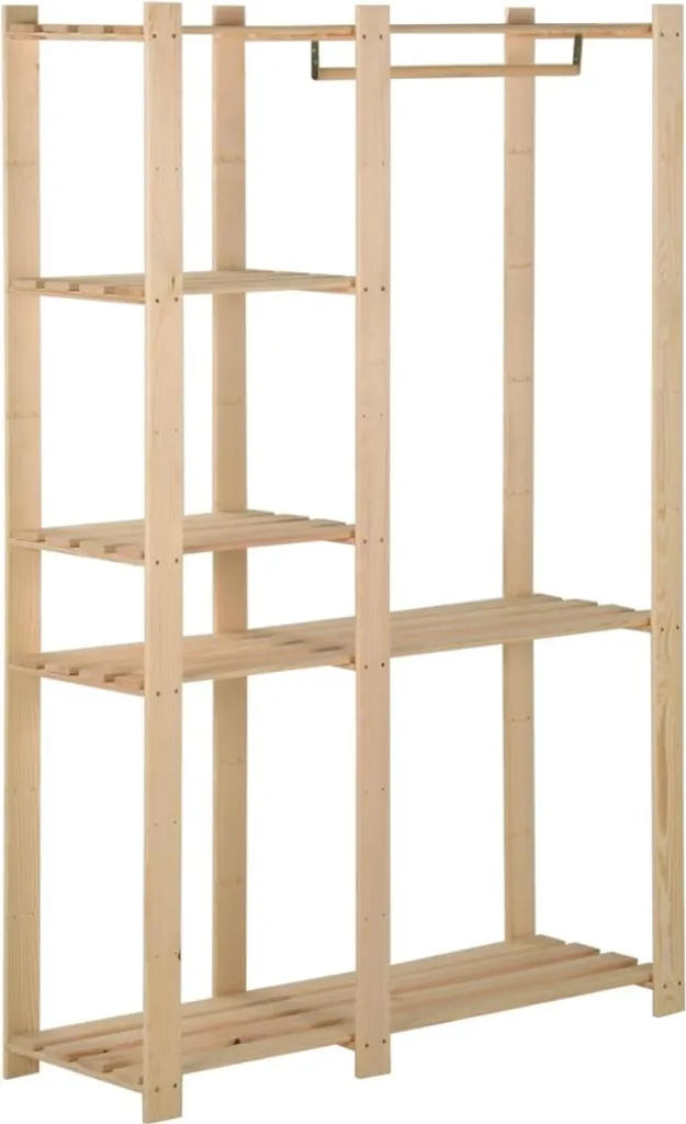 Stender Appendiabiti 110cm Pino Massiccio | 5 Ripiani Portaoggetti
