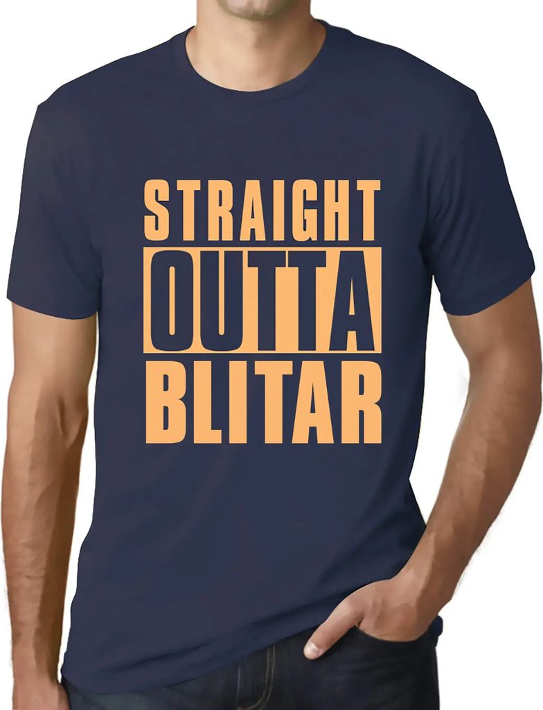 Herren Grafik T-Shirt Straight Outta Blitar Öko-Verantwortlich Vintage Jahrgang Kurzarm Lustige Druck Geburtstag Geschenk Mann