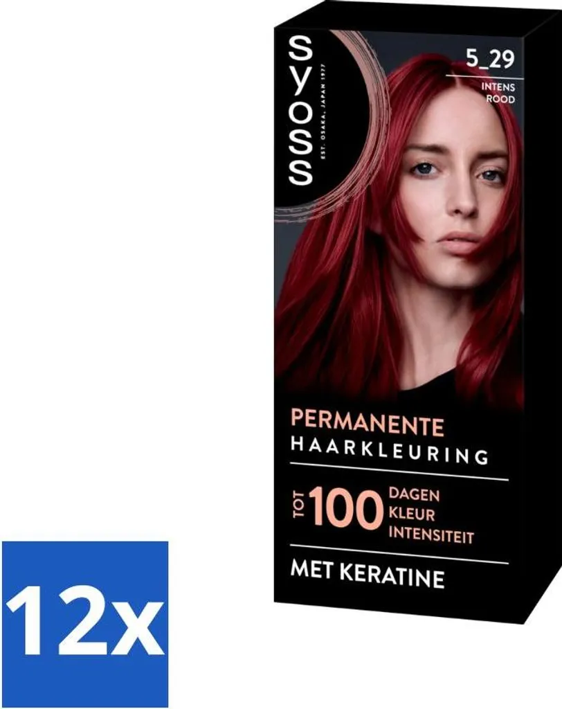 SYOSS - Colorazione 5-29 Rosso intenso - Tintura per capelli - Copertura grigia - Riduce la rottura dei capelli - Confezione risparmio - 12 pezzi