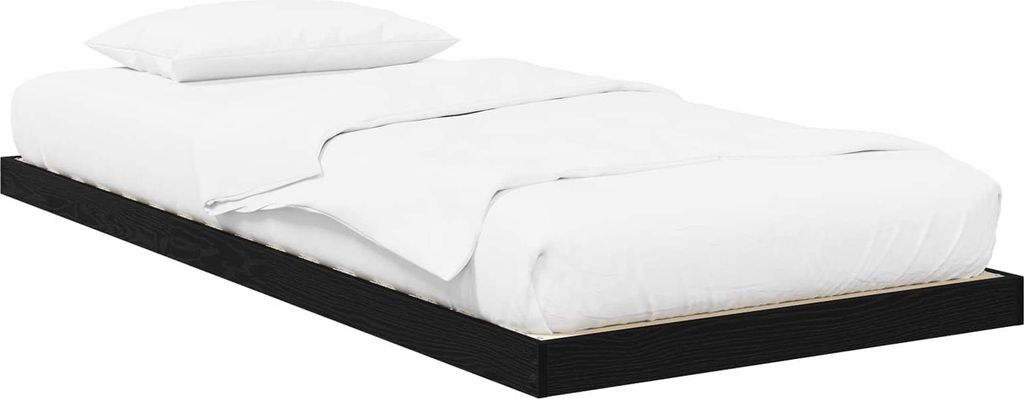 vidaXL Bodenbettrahmen Schwarz Eichen-Optik 90 x 200 cm Holzwerkstoff