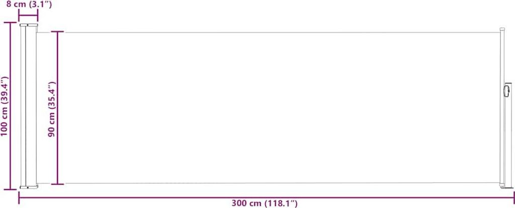 vidaXL Uitschuifbare zonnescherm met zijpanelen, 100x314 Productafbeelding 