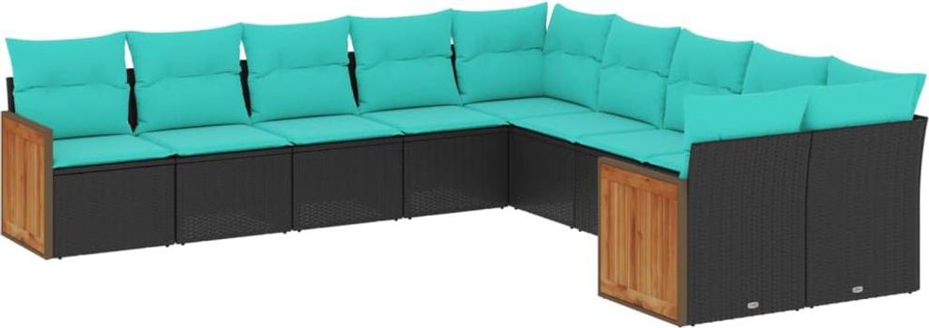 "2026 MODERNE" 10-teiliges Gartensofa-set - elegantes Design - Sitzgruppe mit Sofa, Tisch - mit Kissen, schwarzes Polyrattan - Terassenmöbel NeuM...