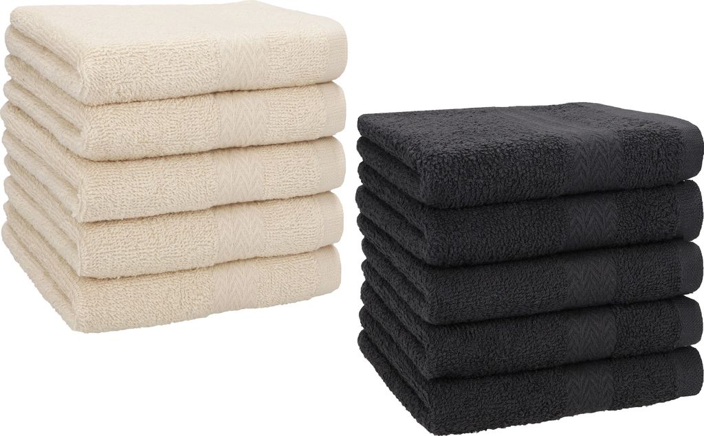 Betz 10 Stück Seiftücher 30x30 cm PREMIUM 100% Baumwolle Farbe: sand und graphit