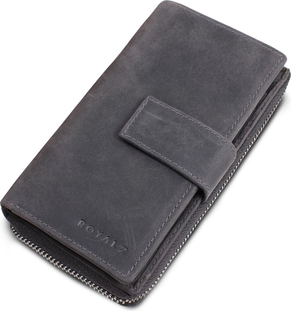 ROYALZ "Viola" Elegante Damen Geldbörse Leder groß Echtleder - langes Portemonnaie mit 10 Kartenfächer und RFID Schutz - Vintage Design Geldbeut...