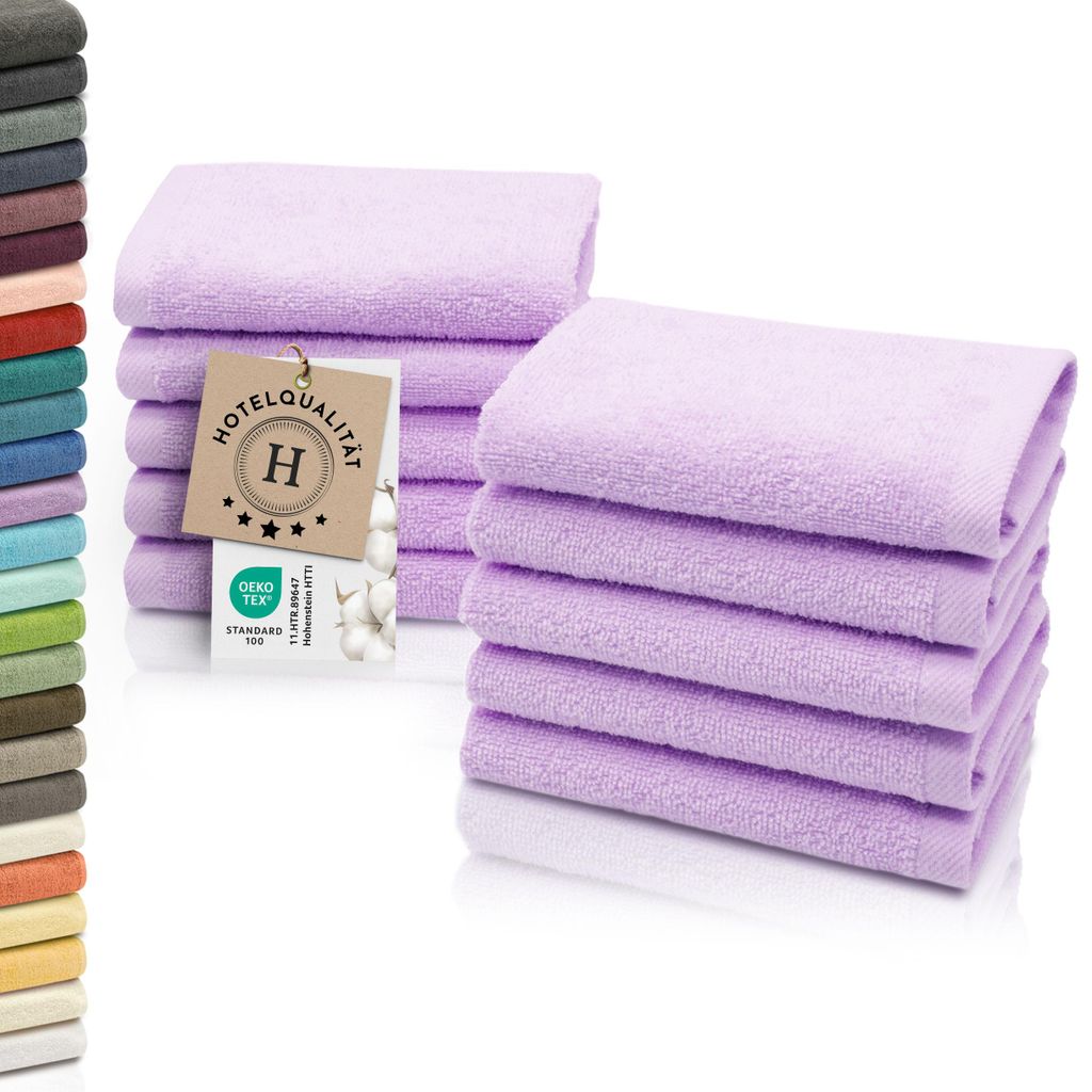 10er Set Seiftücher, Baumwolle, 30x30 cm, 420g/qm, flieder Produktbild 