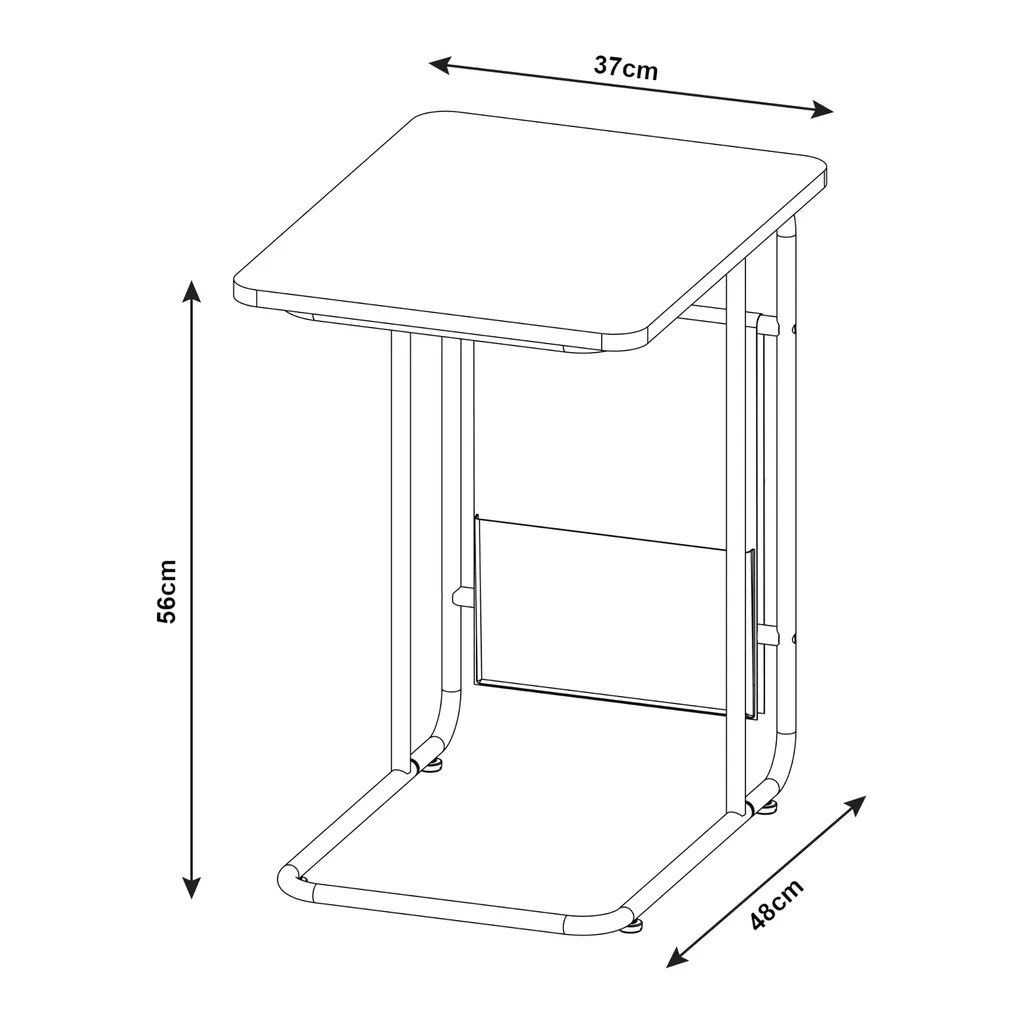 Petite table d'ordinateur Dyrøy 56x48 cm structure robuste blanc chêne - 3