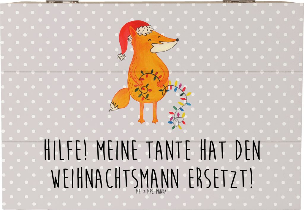 Mr. & Mrs. Panda Box aus Holz Tante Weihnachten 22 x 15 cm - Grau Pastell - Geschenk, Holzkiste, Familie, Verwandtschaft, Nichte, Neffe, Holztruhe,...
