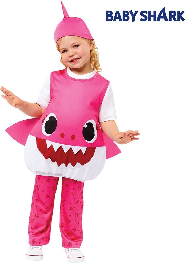 Baby Shark Kostüm kleiner Hai für Kinder Gr. 92-104 rosa Tier Lizenz-Kostüm Tierkostüm Meeresbewohner Raubtier Fasching Karneval Mottoparty Kinderfasching
