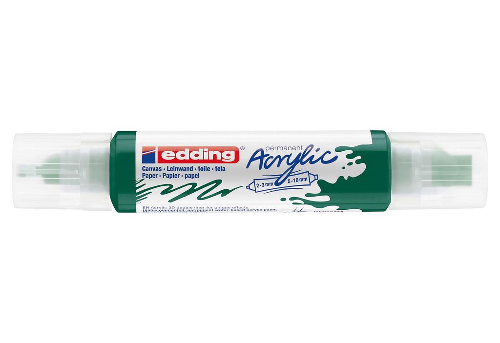 edding 5400 Acryl 3D Double Liner - grün - 1 Acrylfarbe Tube - Doppel-Spitze 2-3,5-10 mm