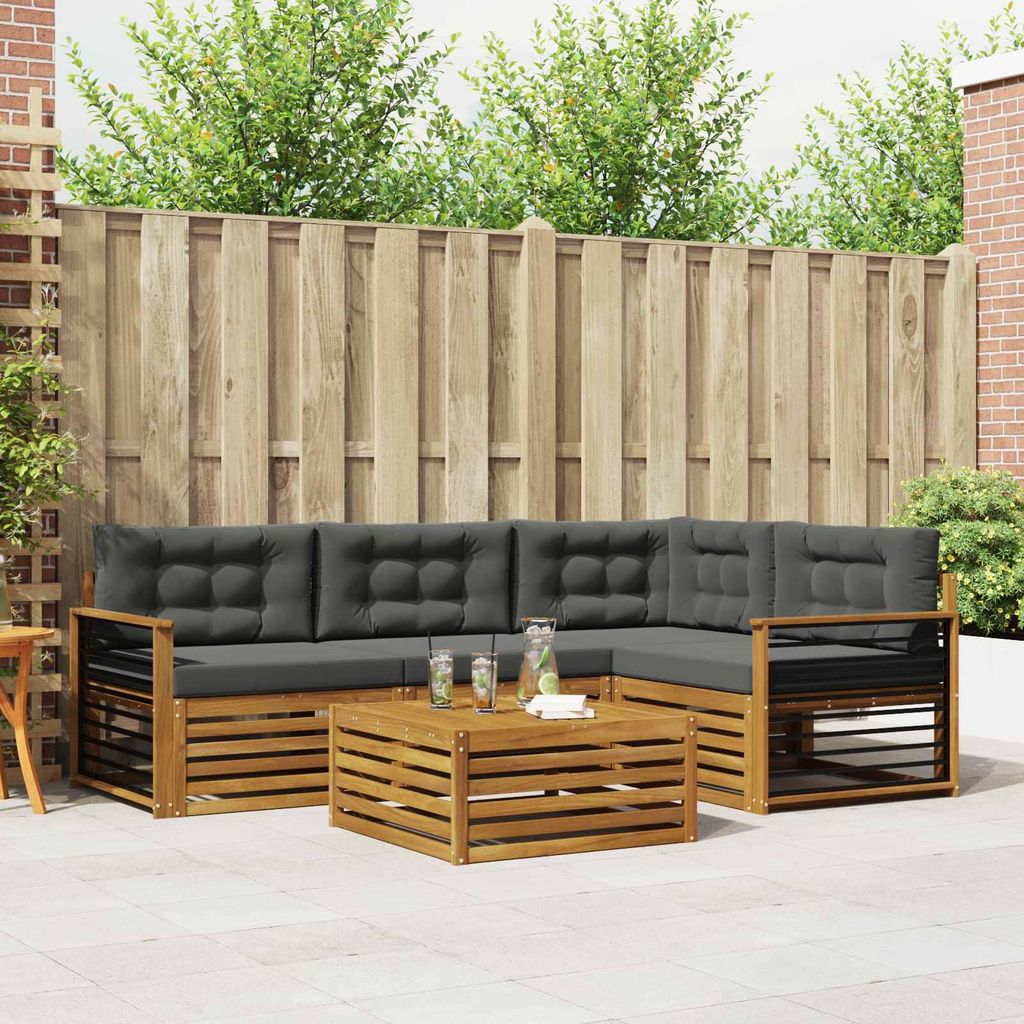"im Sonderangebot"Outdoor-Sofagarnitur - CLORIS - Balkonmöbe/Sitzgruppe - mit Kissen 5 pcs - Moderne Design - Natur und Anthrazit - Gartensofas Pr...