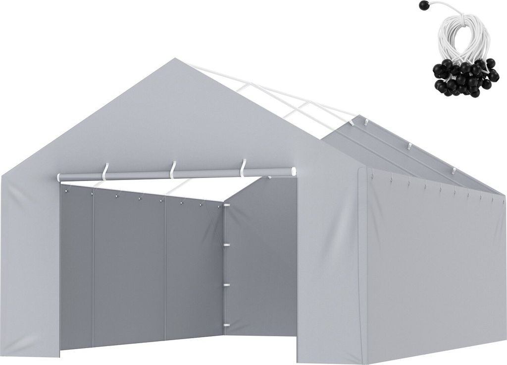 Carport-Garagenzelt Seitenwand, Garagenzelt-Unterstandplane, strapazierfähig, wasserdicht und UV-geschützt, grau (Oberteil und Rahmen nicht im Li...