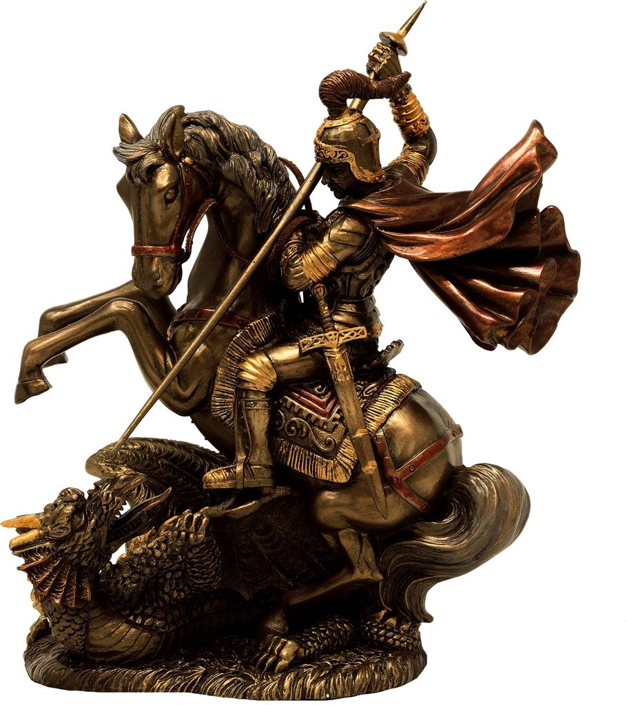 Dekofigur St. Georg bronziert