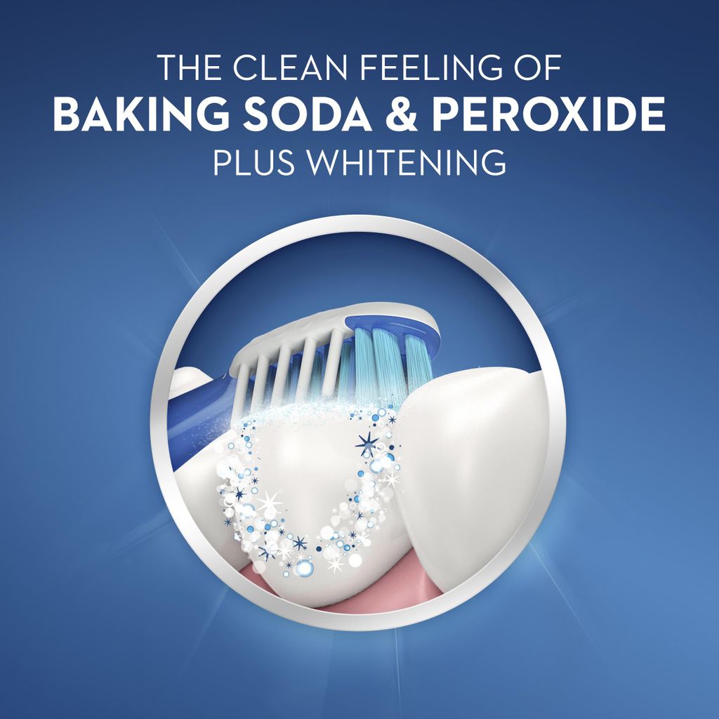 Baksoda & Peroxide, Frisse Munt, Crest Whitening Tandpasta, Productafbeelding 