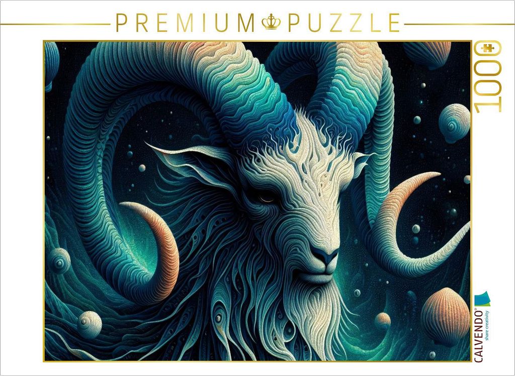 CALVENDO Puzzle Steinbock im Spiralpanzer | 1000 Teile Lege-Größe 64x48cm Foto-Puzzle für glückliche Stunden